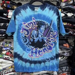 Vintage Liquid Blue Jimmy Hendrix Blue Tie Dye Shirt Size Medium